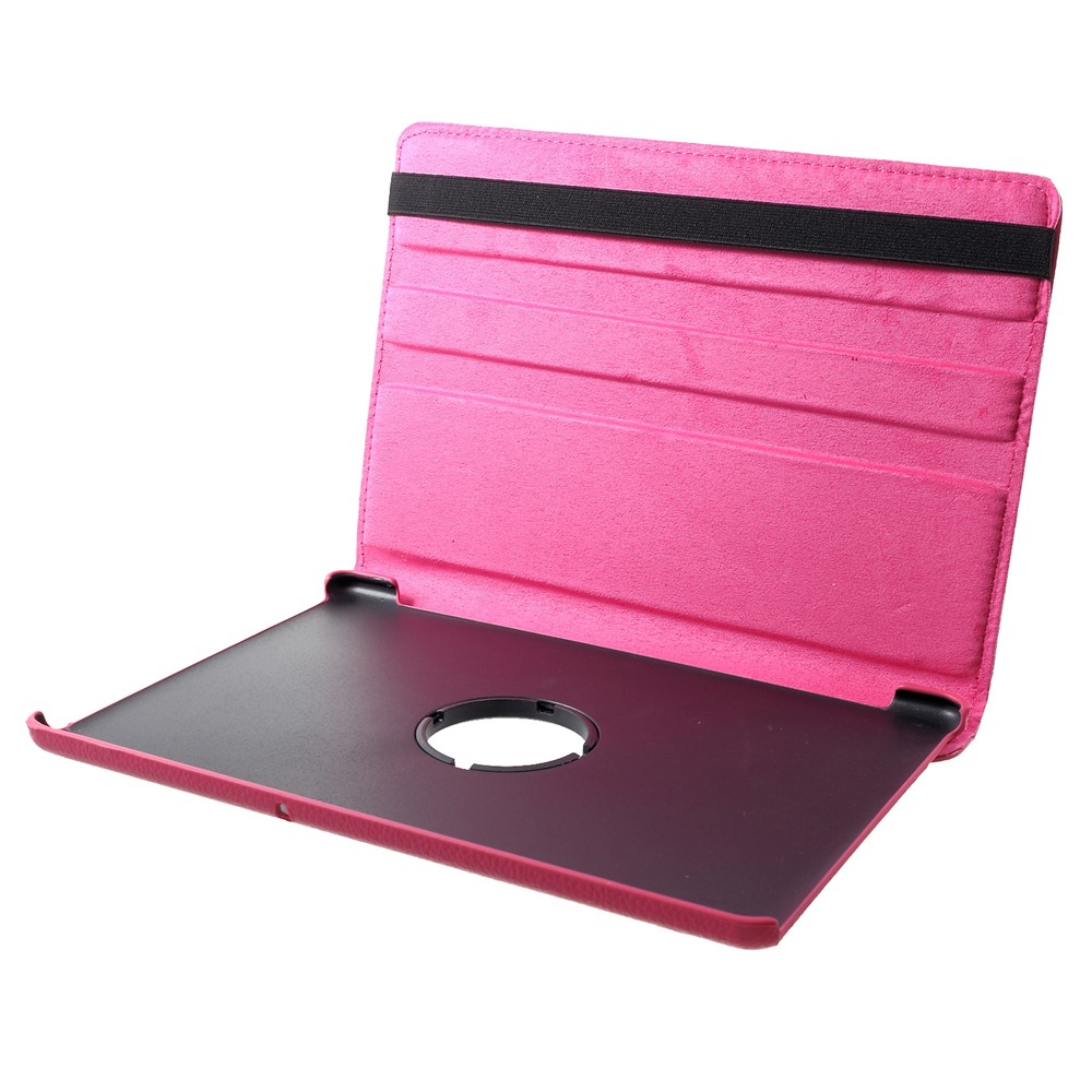 Litchi Skin Leather Shell Caso Com Suporte Rotativo de 360 ​​graus Para a Huawei Mediapad T5 10 - Rosa