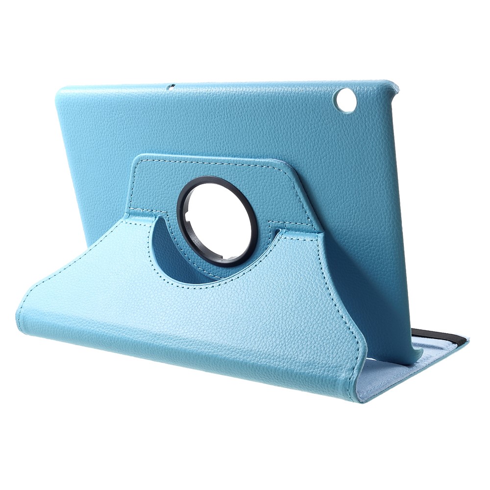 Litchi Skin Leather Protective Case with Rotating Stand for Huawei MediaPad T5 10 - Baby Blue-4