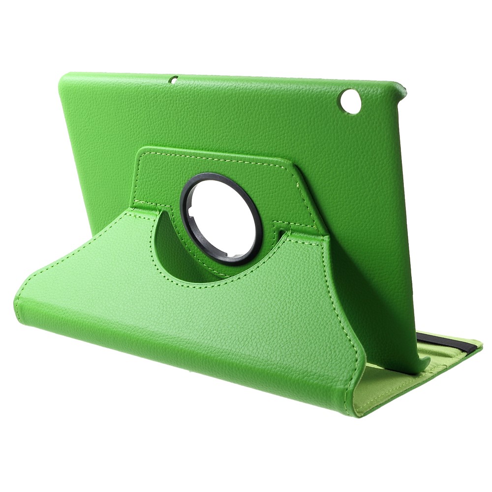 Litchi Skin Leather Shell Caso Com Suporte Rotativo de 360 ​​graus Para a Huawei Mediapad T5 10 - Verde