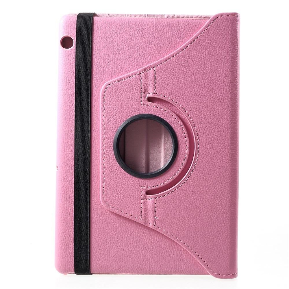 Litchi Skin 360-Degree Rotating Stand Leather Case for Huawei MediaPad T5 10 - Pink-1
