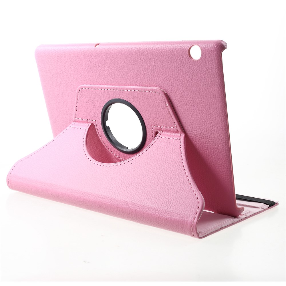 Litchi Skin 360-Degree Rotating Stand Leather Case for Huawei MediaPad T5 10 - Pink-4