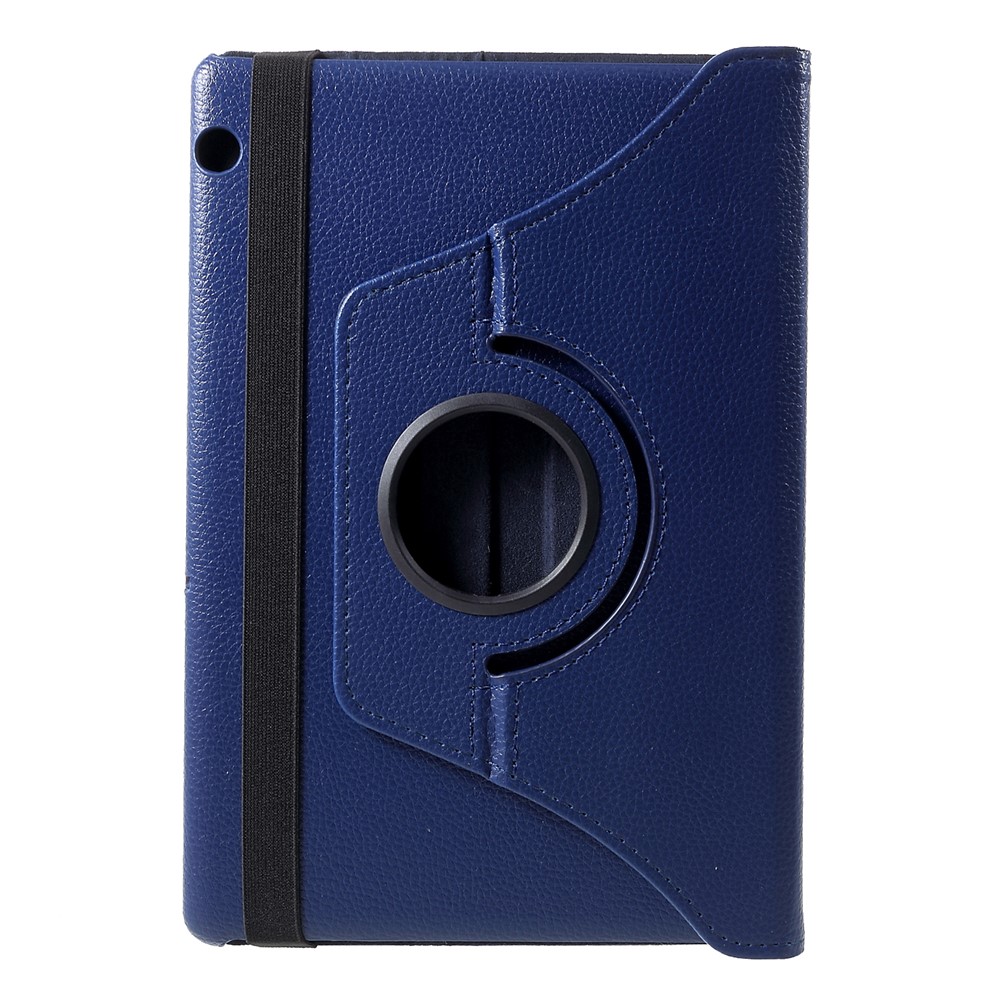 Litchi Skin 360-Degree Rotating Stand Leather Shell Case for Huawei MediaPad T5 10 - Dark Blue-1