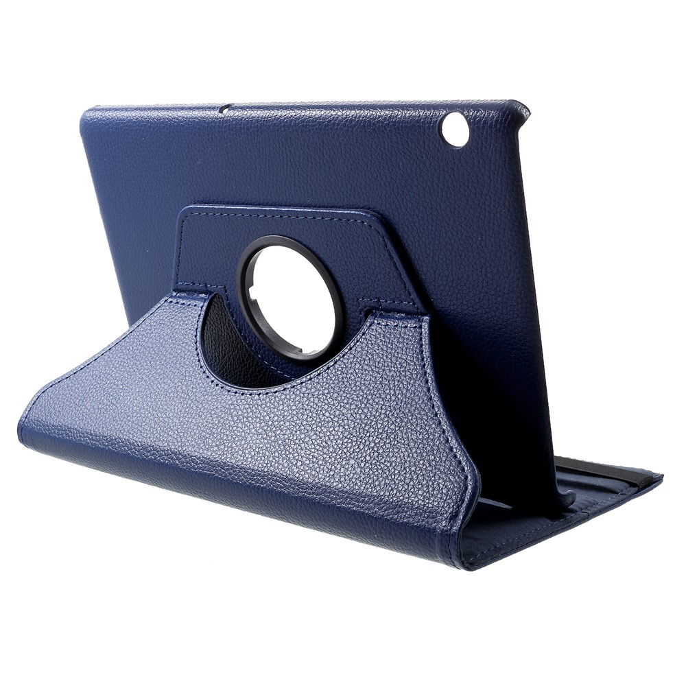 Litchi Skin 360-Degree Rotating Stand Leather Shell Case for Huawei MediaPad T5 10 - Dark Blue-4