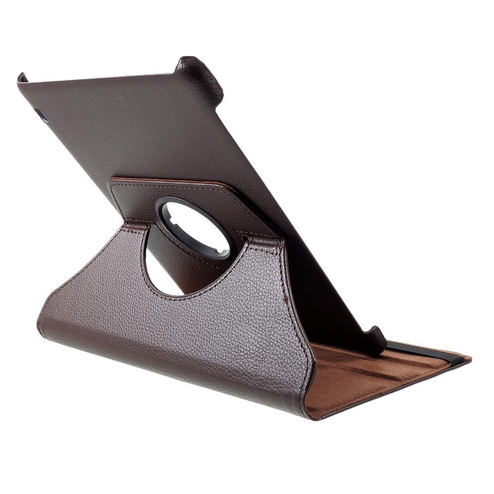 Litchi Skin Leather Shell Cover Case with Rotating Stand for Huawei MediaPad T5 10 - Brown-5