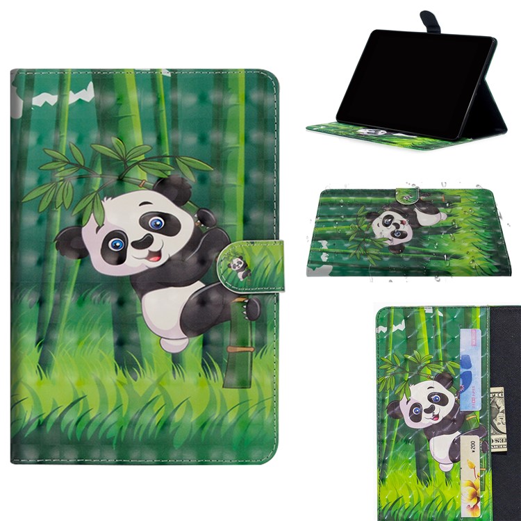 Light Spot Decor Patterned Smart Leather Wallet Case Cover for Huawei MediaPad M5 lite 10 - Panda-1