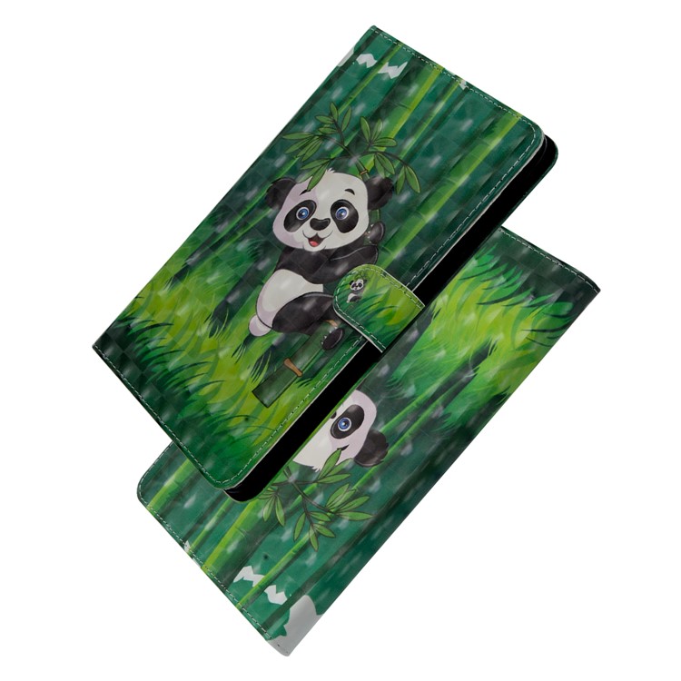 Light Spot Decor Patterned Smart Leather Wallet Case Cover for Huawei MediaPad M5 lite 10 - Panda-3
