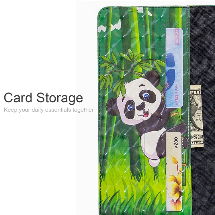 Light Spot Decor Patterned Smart Leather Wallet Case Cover for Huawei MediaPad M5 lite 10 - Panda-6