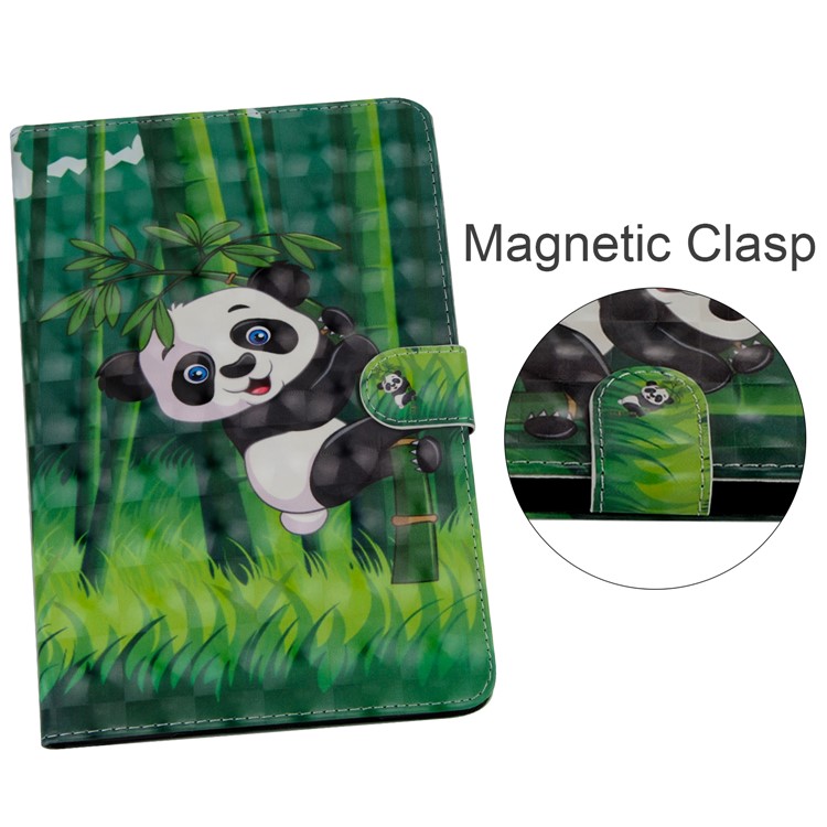 Light Spot Decor Patterned Smart Leather Wallet Case Cover for Huawei MediaPad M5 lite 10 - Panda-8