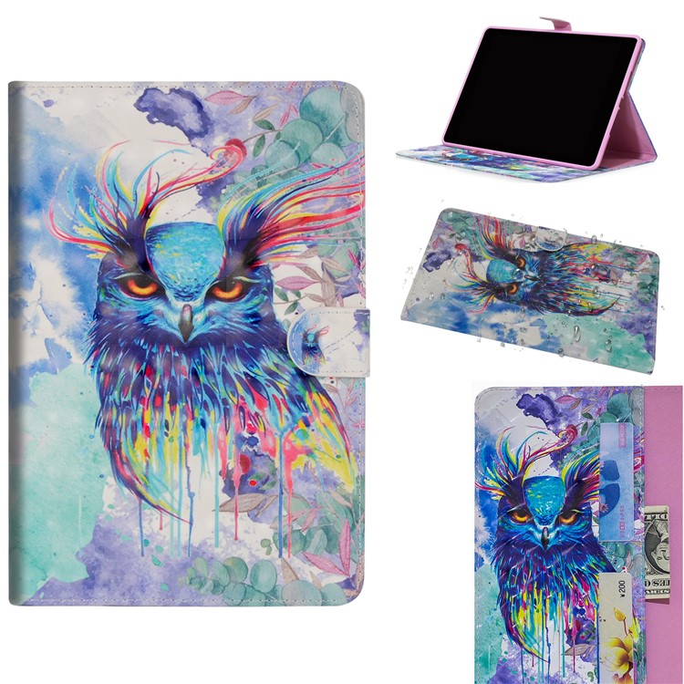 Light Spot Decor Patterned Smart Leather Wallet Shell for Huawei MediaPad M5 lite 10 - Bird-1