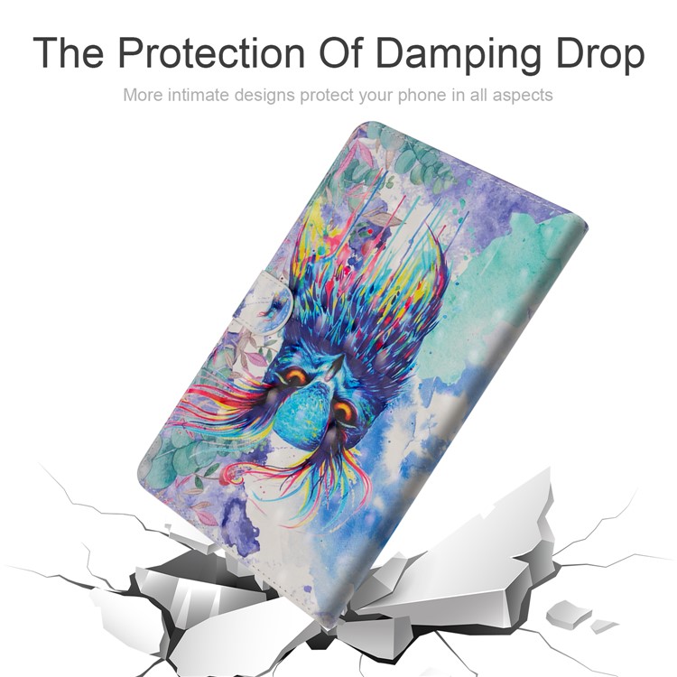 Light Spot Decor Patterned Smart Leather Wallet Shell for Huawei MediaPad M5 lite 10 - Bird-4