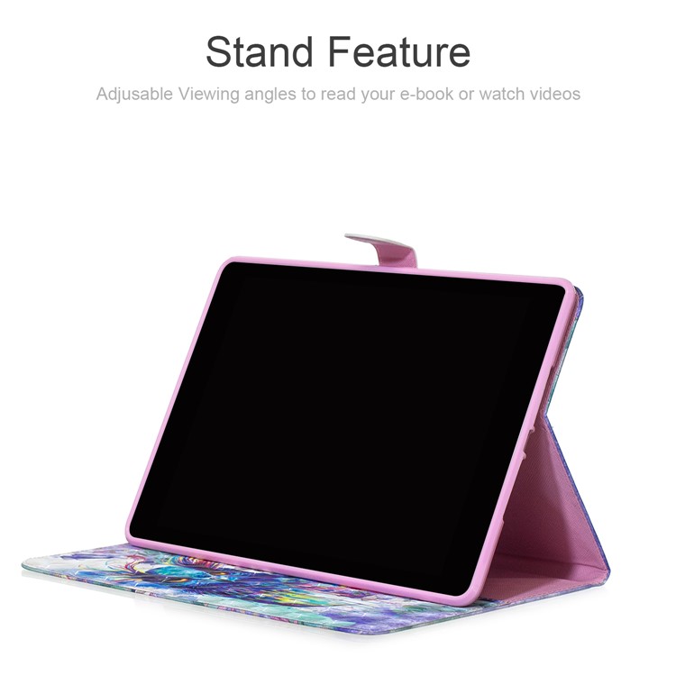 Light Spot Decor Patterned Smart Leather Wallet Shell for Huawei MediaPad M5 lite 10 - Bird-5