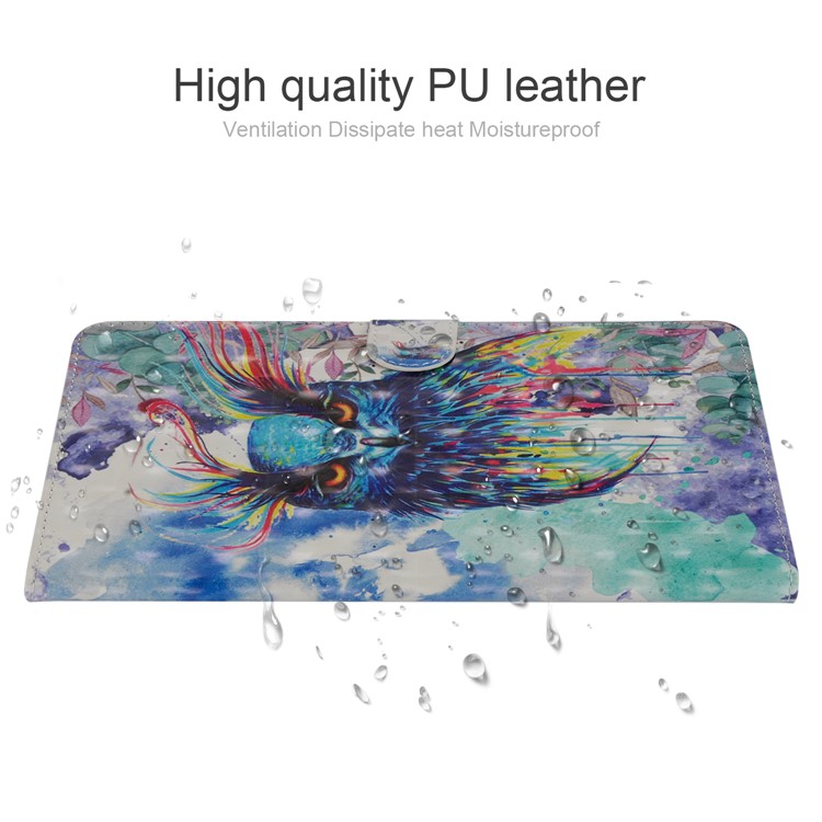 Light Spot Decor Patterned Smart Leather Wallet Shell for Huawei MediaPad M5 lite 10 - Bird-7