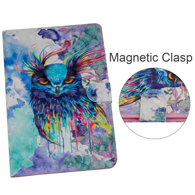Light Spot Decor Patterned Smart Leather Wallet Shell for Huawei MediaPad M5 lite 10 - Bird-8