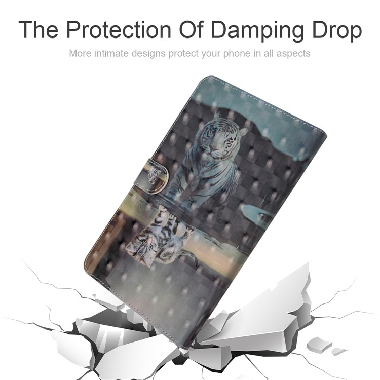 Light Spot Decor Patterned Smart PU Leather Wallet Case for Huawei MediaPad M5 lite 10 - Cat and Reflection in Water-4