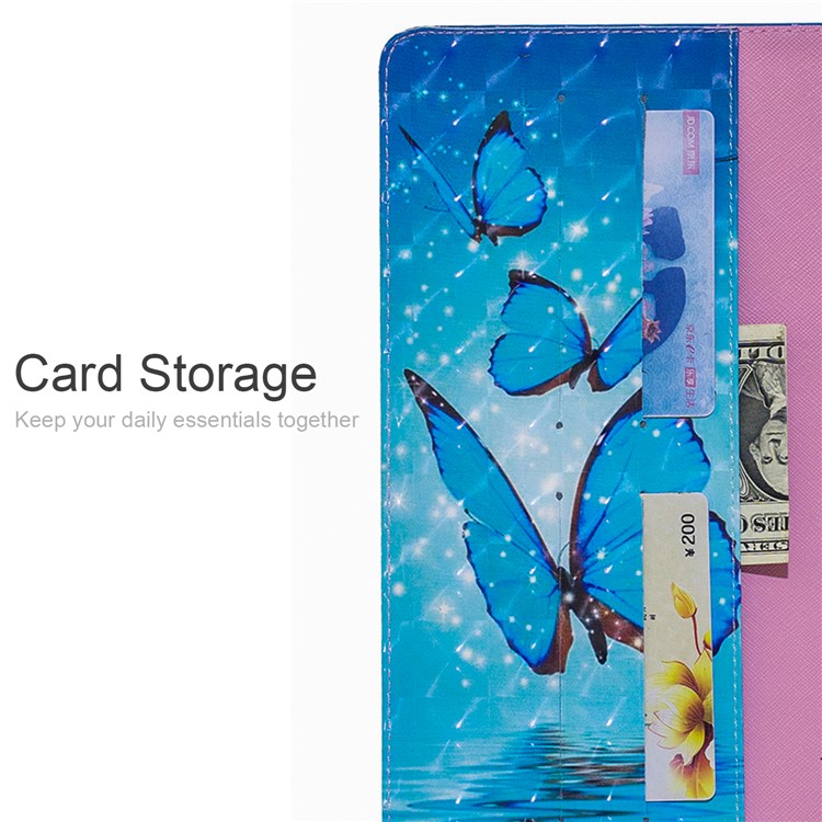 Light Spot Decor Patterned Wallet Leather Smart Case for Huawei MediaPad M5 lite 10 - Blue Butterfly-6