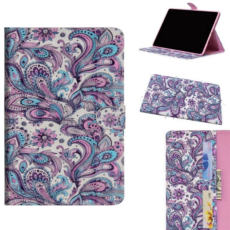 Light Spot Decor Patterned Wallet Leather Smart Cover for Huawei MediaPad M5 lite 10 - Colorized Flowers-1