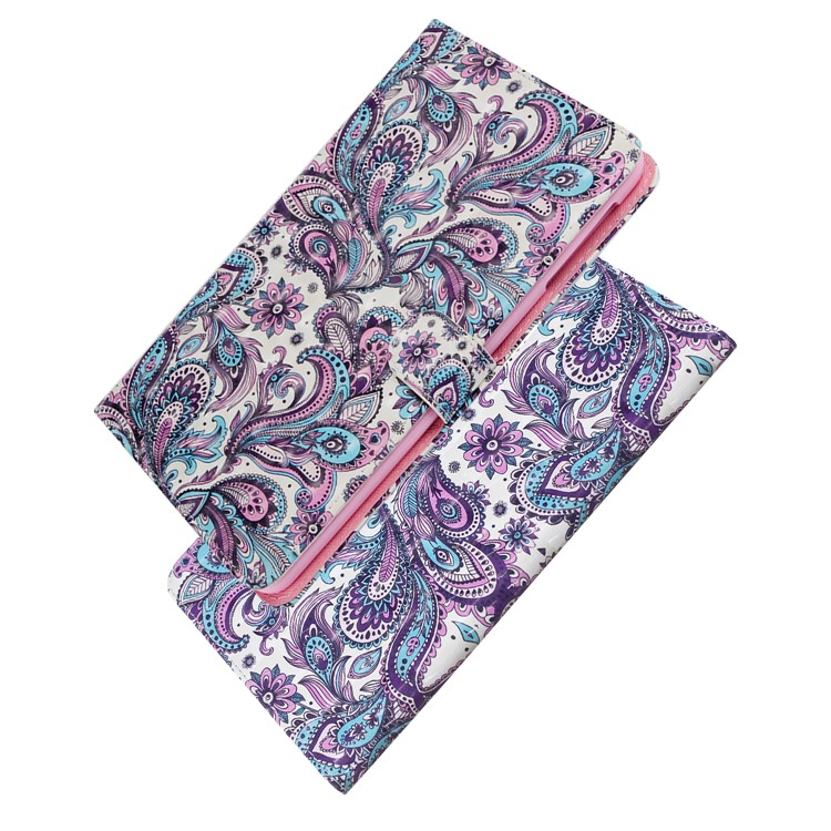 Light Spot Decor Patterned Wallet Leather Smart Cover for Huawei MediaPad M5 lite 10 - Colorized Flowers-3