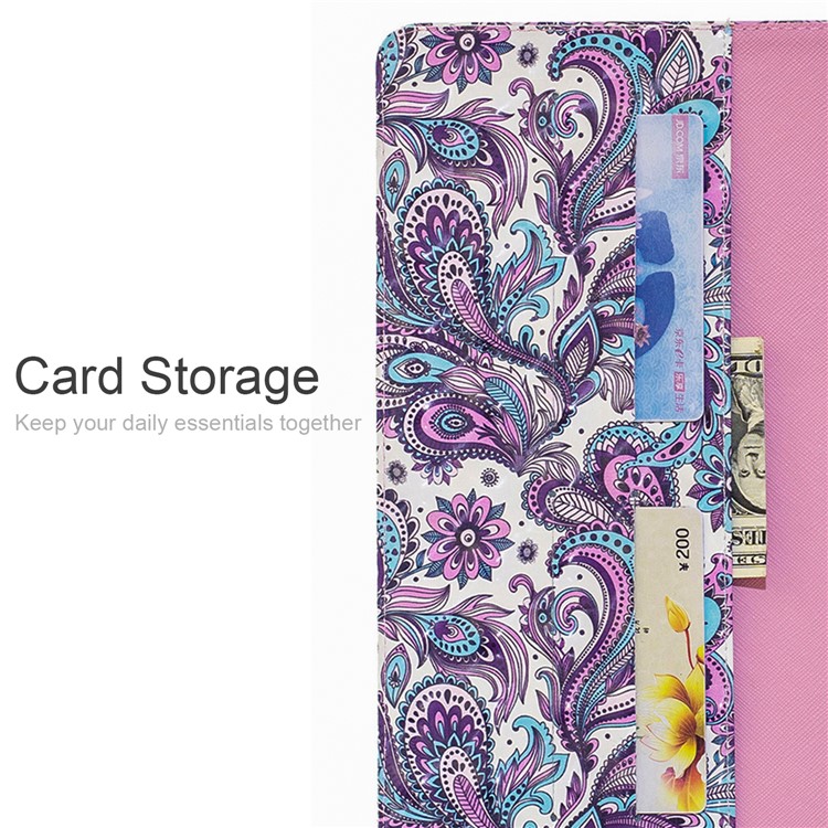 Light Spot Decor Patterned Wallet Leather Smart Cover for Huawei MediaPad M5 lite 10 - Colorized Flowers-6