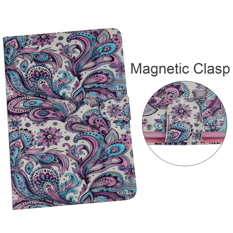 Light Spot Decor Patterned Wallet Leather Smart Cover for Huawei MediaPad M5 lite 10 - Colorized Flowers-8