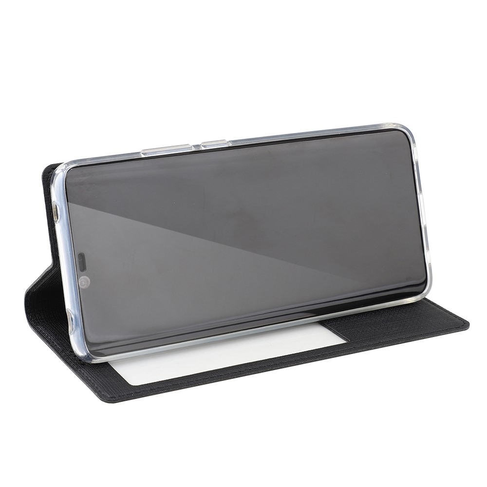 VILI DMX Window View Cross Texture Leather Stand Cover for Huawei Mate 20 Pro - Black-3