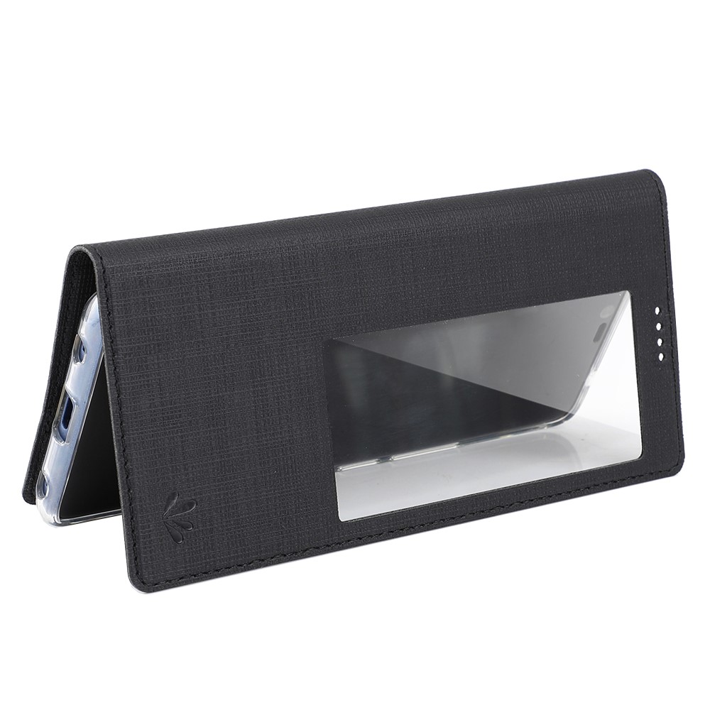 VILI DMX Window View Cross Texture Leather Stand Cover for Huawei Mate 20 Pro - Black-4