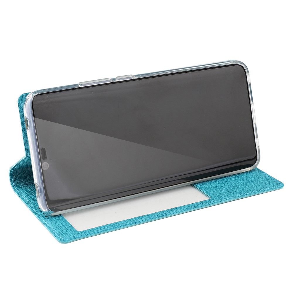 VILI DMX Window View Cross Texture Leather Cover with Stand for Huawei Mate 20 Pro - Blue-3