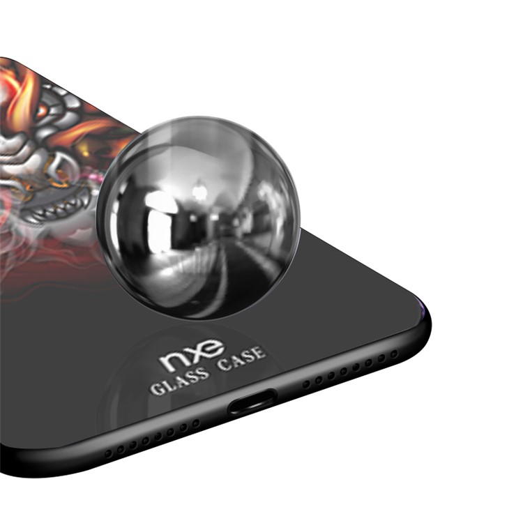 NXE Glass Case for Huawei Mate 20 Pattern Printing TPU Edges 9H Glass Panel Hybrid Cover - Angry Dragon-5