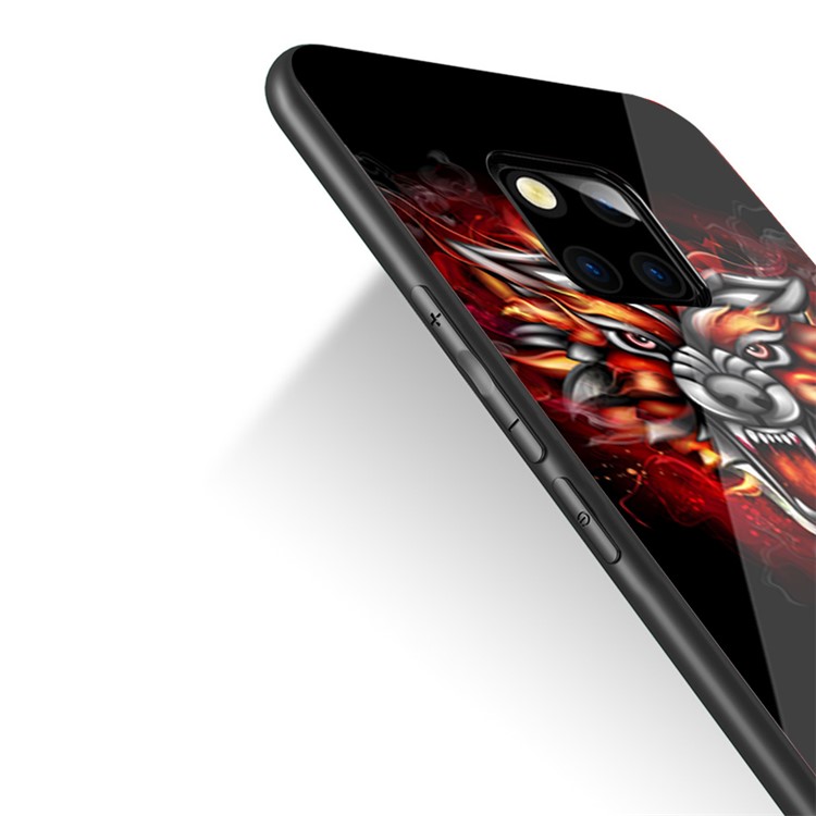 NXE Glass Casing for Huawei Mate 20 Pro Pattern Printing TPU Edges 9H Glass Panel Hybrid Case - Fiercely Dragon-3