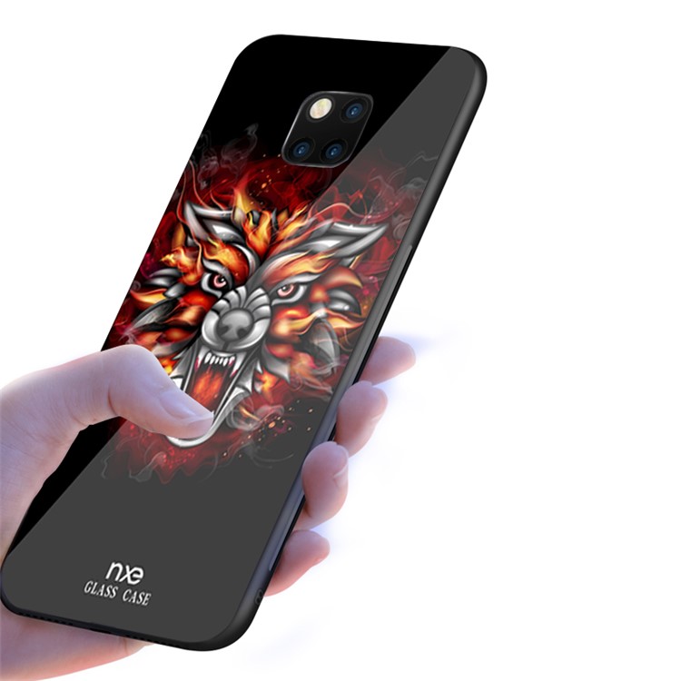 NXE Glass Casing for Huawei Mate 20 Pro Pattern Printing TPU Edges 9H Glass Panel Hybrid Case - Fiercely Dragon-4