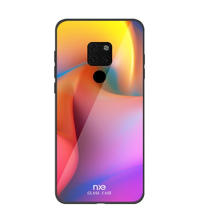 NXE Texture Series Patterned 9H Glass Back + Soft TPU Edge Hybrid Case for Huawei Mate 20 - Style A-1