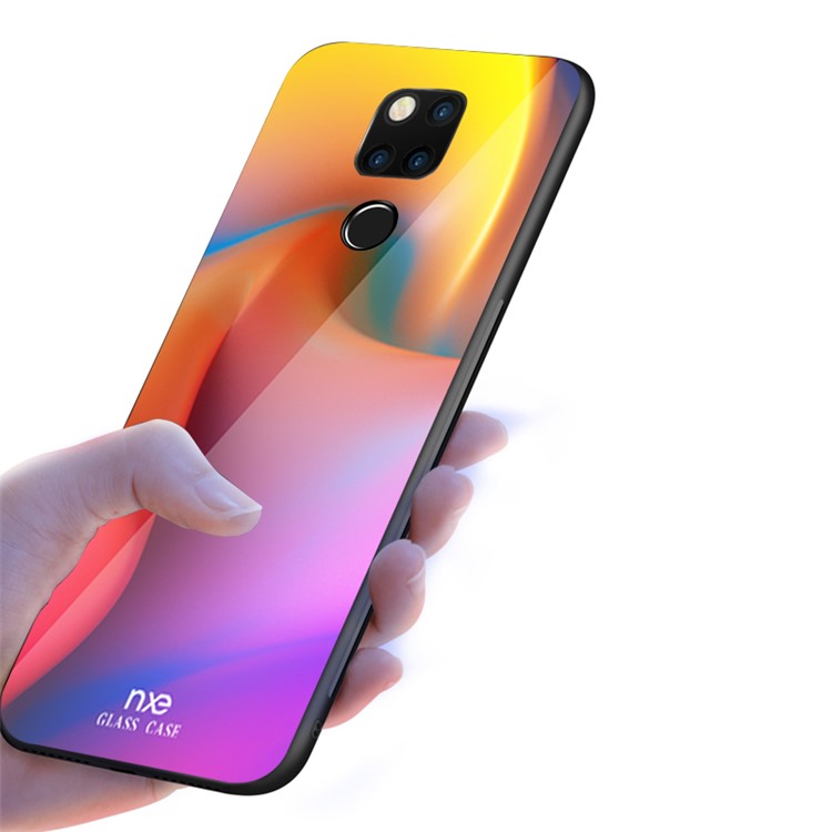 NXE Texture Series Patterned 9H Glass Back + Soft TPU Edge Hybrid Case for Huawei Mate 20 - Style A-4