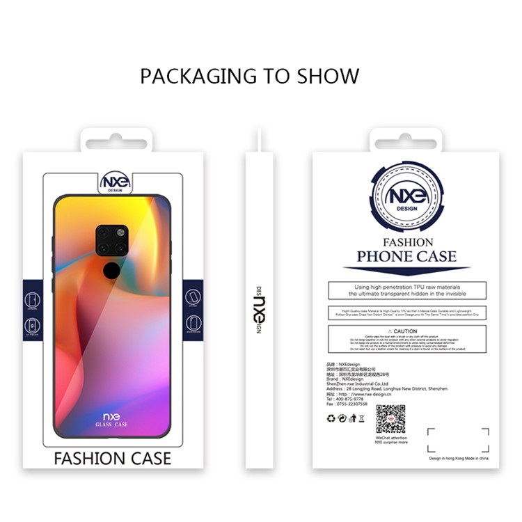 NXE Texture Series Patterned 9H Glass Back + Soft TPU Edge Hybrid Case for Huawei Mate 20 - Style A-6