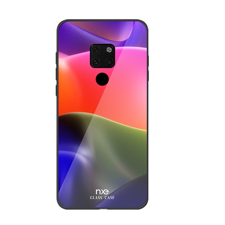 NXE Texture Series Patterned 9H Glass Back + Soft TPU Edge Hybrid Back Case for Huawei Mate 20 - Style B-1