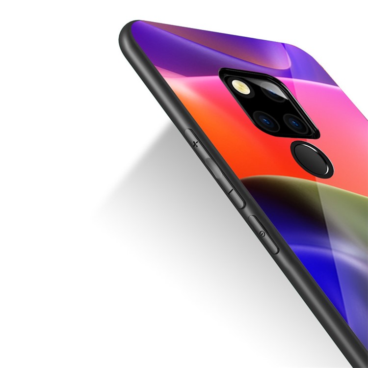 NXE Texture Series Patterned 9H Glass Back + Soft TPU Edge Hybrid Back Case for Huawei Mate 20 - Style B-3