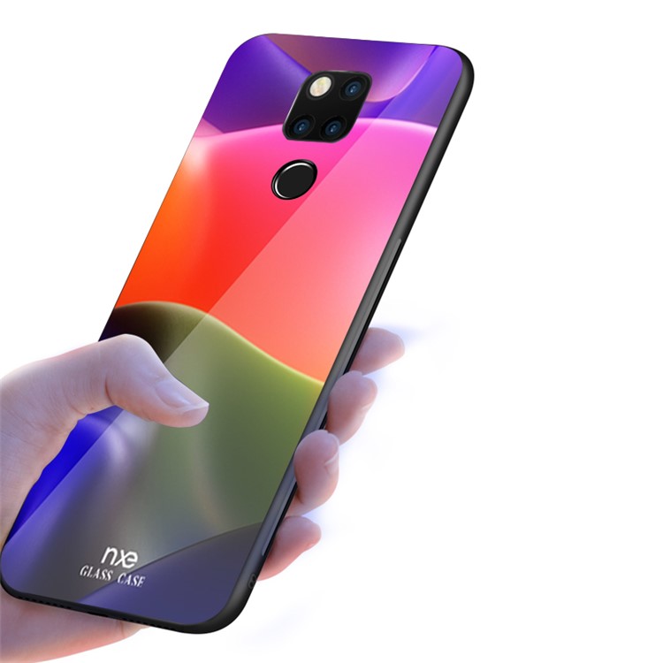 NXE Texture Series Patterned 9H Glass Back + Soft TPU Edge Hybrid Back Case for Huawei Mate 20 - Style B-4