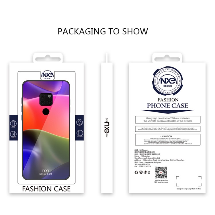 NXE Texture Series Patterned 9H Glass Back + Soft TPU Edge Hybrid Back Case for Huawei Mate 20 - Style B-6