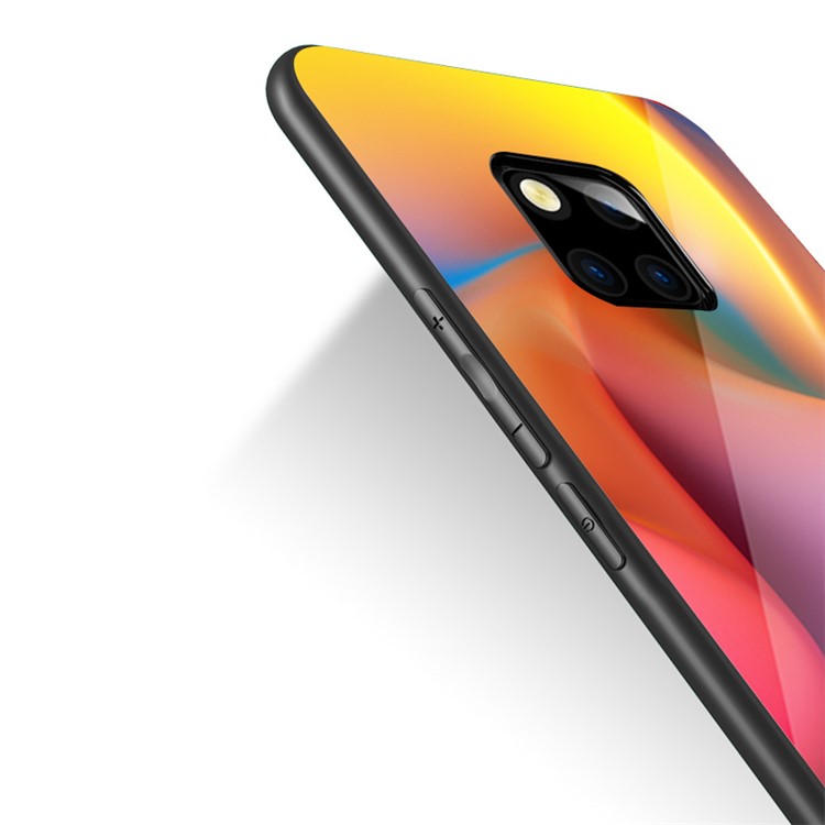 NXE Texture Series Patterned 9H Glass Back + Soft TPU Edge Hybrid Case for Huawei Mate 20 Pro - Style A-3