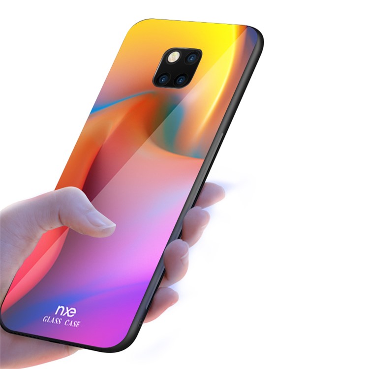 NXE Texture Series Patterned 9H Glass Back + Soft TPU Edge Hybrid Case for Huawei Mate 20 Pro - Style A-4