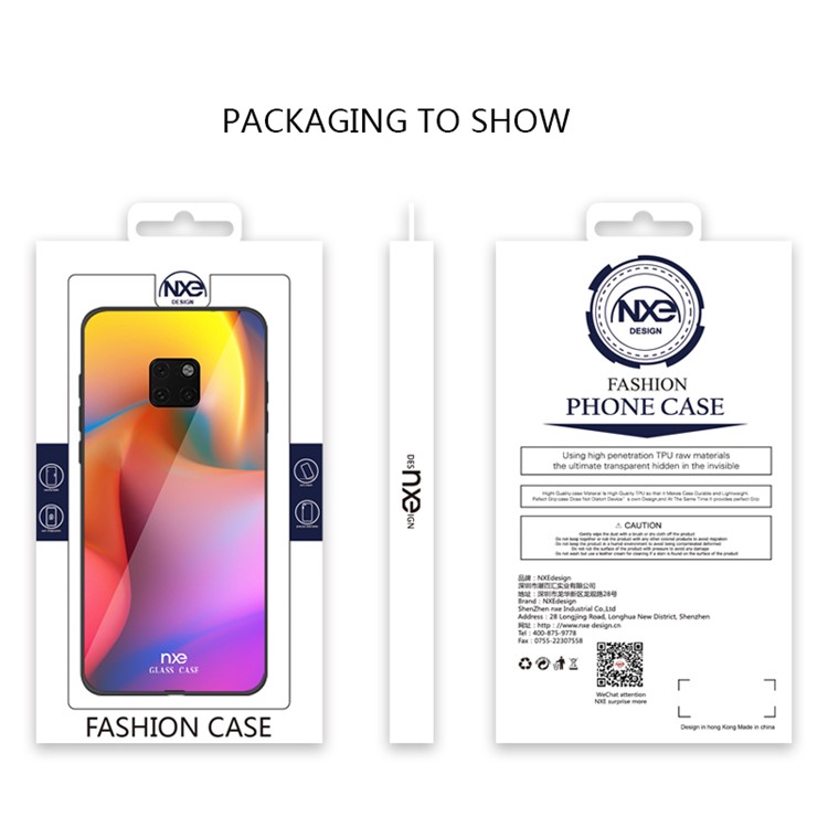 NXE Texture Series Patterned 9H Glass Back + Soft TPU Edge Hybrid Case for Huawei Mate 20 Pro - Style A-6