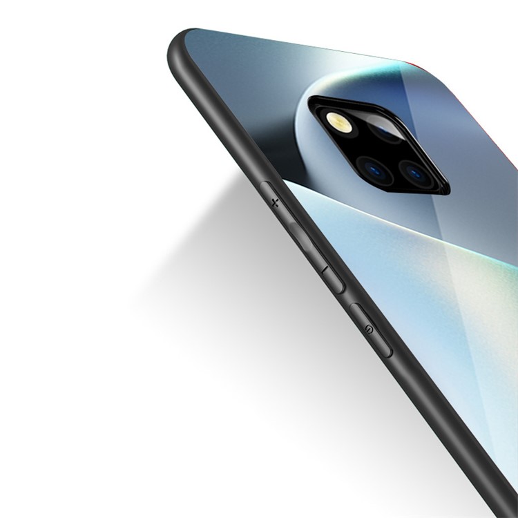 NXE Texture Series Patterned 9H Glass Back + Soft TPU Edge Hybrid Protection Case for Huawei Mate 20 Pro - Style C-3