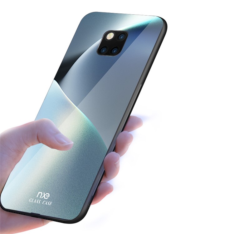 NXE Texture Series Patterned 9H Glass Back + Soft TPU Edge Hybrid Protection Case for Huawei Mate 20 Pro - Style C-4
