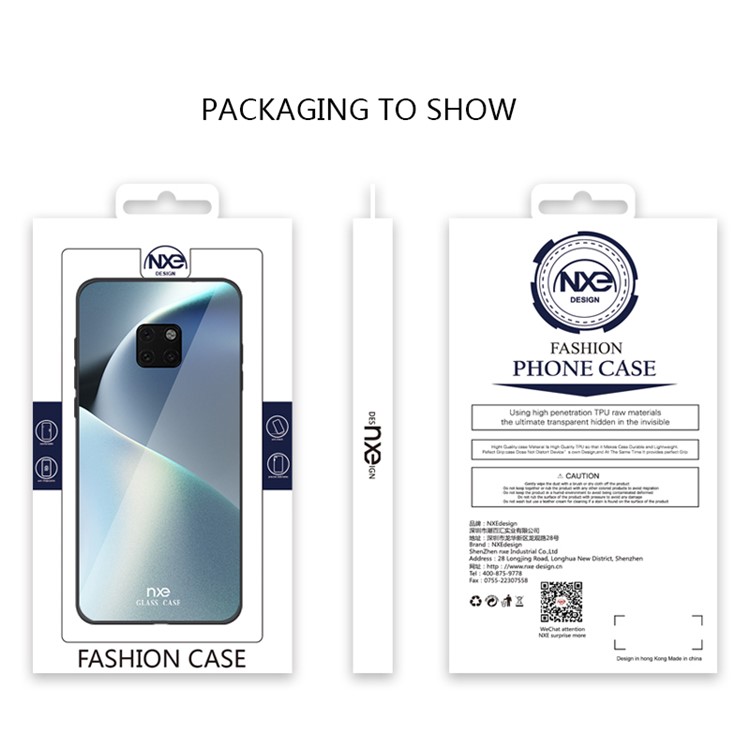 NXE Texture Series Patterned 9H Glass Back + Soft TPU Edge Hybrid Protection Case for Huawei Mate 20 Pro - Style C-6