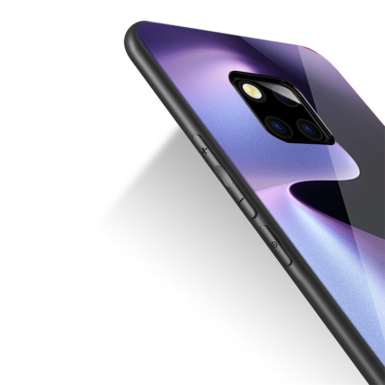 NXE Texture Series Patterned 9H Glass Back + Soft TPU Edge Combo Case for Huawei Mate 20 Pro - Style D-3