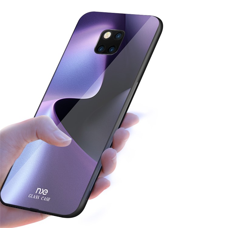 NXE Texture Series Patterned 9H Glass Back + Soft TPU Edge Combo Case for Huawei Mate 20 Pro - Style D-4