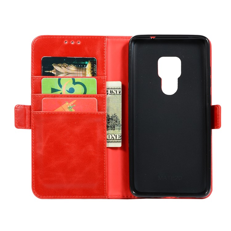 Crazy Horse Leather Wallet Case for Huawei Mate 20 - Red-3