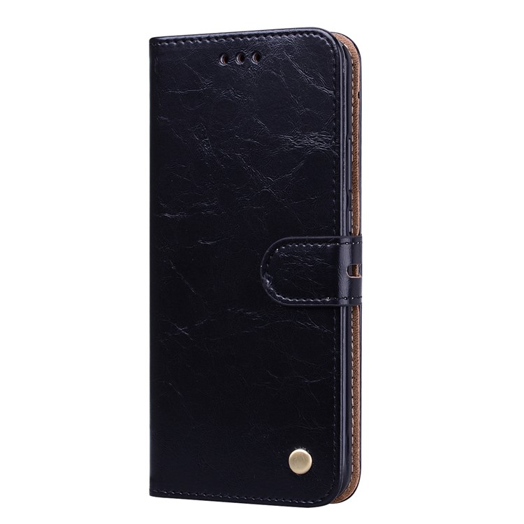 HAT PRINCE Oil Wax PU Leather Wallet Case with Strap for Huawei nova 3i / P Smart+ - Black-2