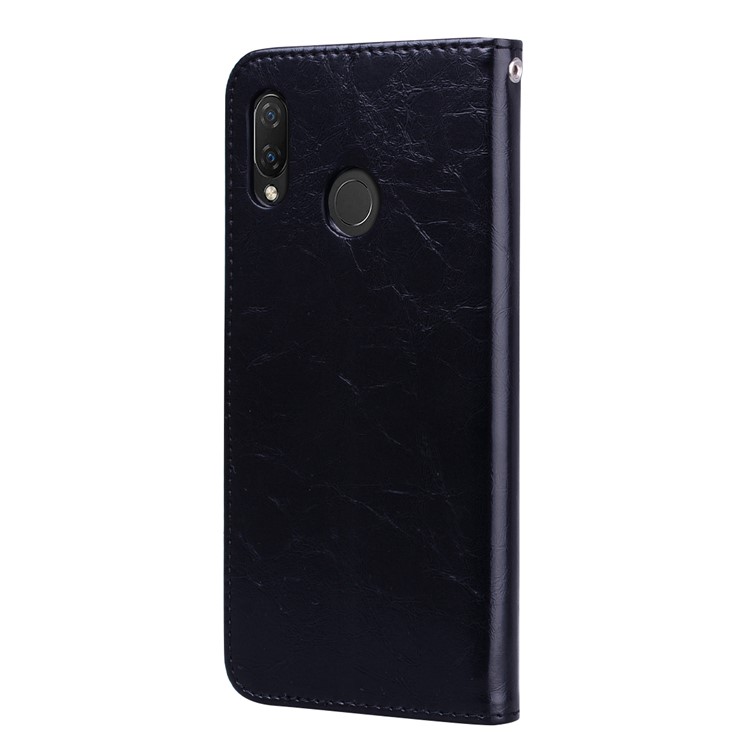 HAT PRINCE Oil Wax PU Leather Wallet Case with Strap for Huawei nova 3i / P Smart+ - Black-3
