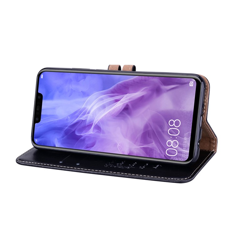 HAT PRINCE Oil Wax PU Leather Wallet Case with Strap for Huawei nova 3i / P Smart+ - Black-4