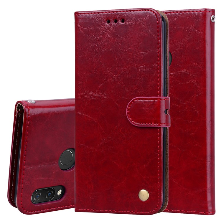 HAT PRINCE Oil Wax PU Leather Stand Phone Cover for Huawei nova 3i / P Smart+ - Red-1