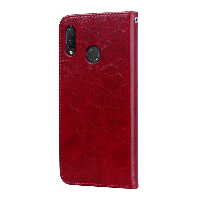 HAT PRINCE Oil Wax PU Leather Stand Phone Cover for Huawei nova 3i / P Smart+ - Red-3